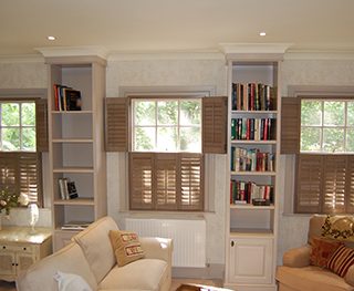 Living room wooden shutters